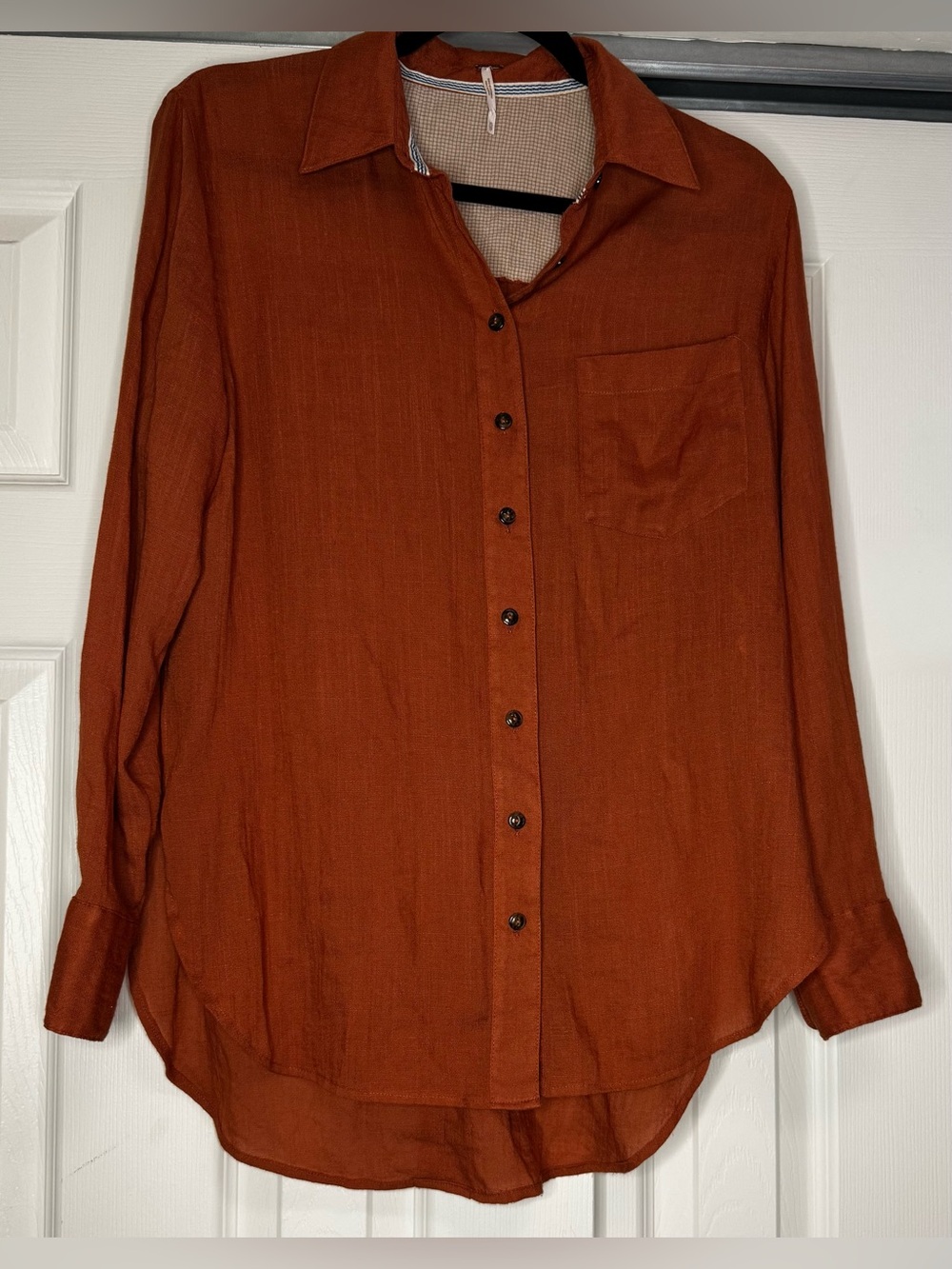 Free People Rust Oversized Button-Down Shirt - Size XS - Picture 2 of 5